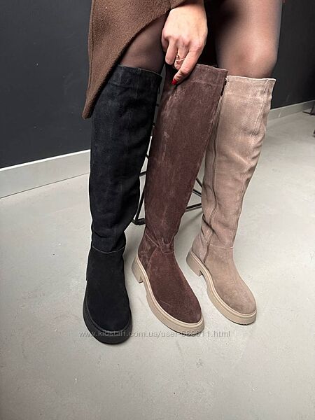 Чоботи високі замшеві жіночі 36-42