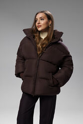 Короткий жіночий дутий пуховик зимова куртка