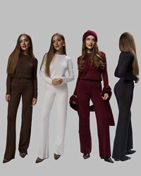 Вязаний жіночий костюм Кофта штани палаццо