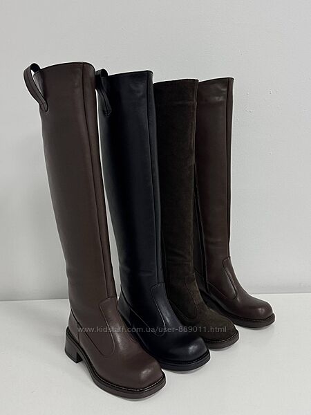 Ботфорти зимові шкіряні замшеві високі зимові чоботи з анатомічним носком