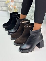 Зимові черевики ботильйони на зручних підборах 36-41