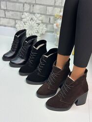 Зимові ботильйони черевики на зручних підборах 36-41