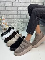 Зимові жіночі кеди на платформі з липучками 36-41