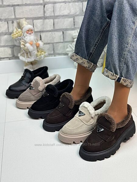 Зимові жіночі лофери з хутром 36-41