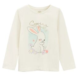 Cool Club Блузка для дівчинки з довгим рукавом, біла реглан лонгслів 110 см