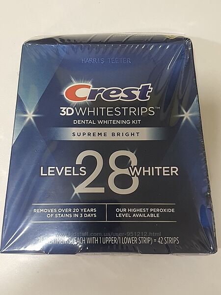 отбеливающие полоски Crest 3D Whitestrips Supreme Bright упаковка 42полоски