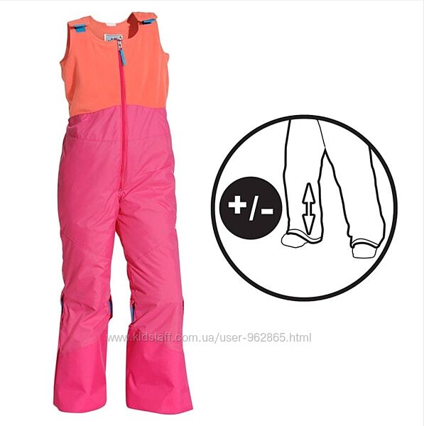 р.105-128, Decathlon регулируемые лыжные штаны на флисе полукомбинезон