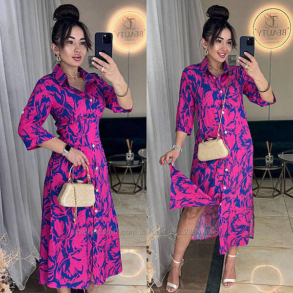 Жіноча легка сукня з натурального штапелю різні кольори 40-52 розміри