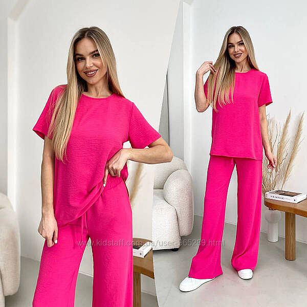 Жіночий прогулянковий костюм з жатого крепу  різні кольори 42-56 розміри 