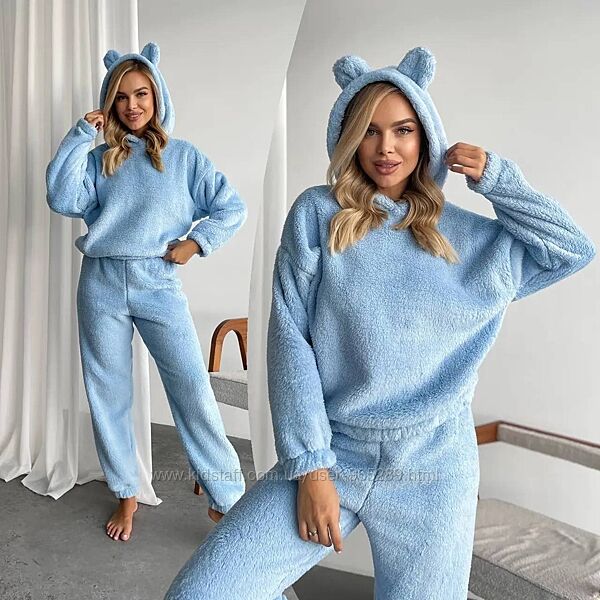 Жіночий теплий махровий домашній костюм піжама різні кольори 42-52 розміри