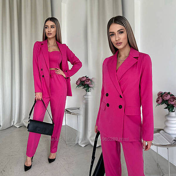 Жіночий діловий брючний костюм трійка різні кольори 42-48 розміри 