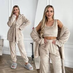 Жіночий теплий хатній костюм піжама трійка різні кольори 42-48 розміри 