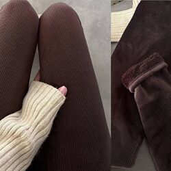 Жіночі теплі лосіни на хутрі колір шоколад та чорний 42,44,46