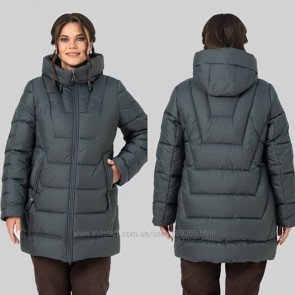 Зимова куртка великого розміру Софія, біопух. Розміри від 50 до 60