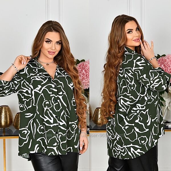 Неймовірно стильна сорочка із принтованого софту. Розміри вiд 52 до 66