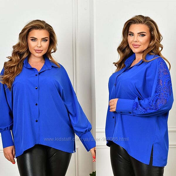 Жіноча блуза, софт та гіпюр. Розміри вiд 52 до 66