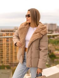 Куртка-трансформер, оздоблена штучним хутром під норку. Розміри вiд M до 2XL