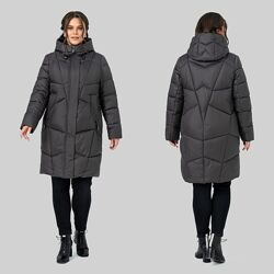 Зимове пальто - пуховик Мілорі, біопух. Розміри вiд 50 до 60