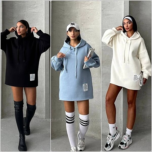 Туніка-худі, тринитка на флісі