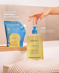 Bioderma atoderm shower oil масло олія для душа 1000 мл, refill