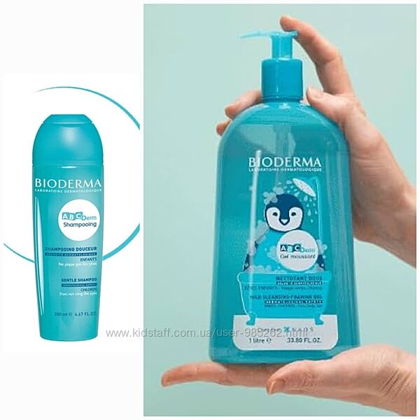BIODERMA ABCDerm Шампунь, гель для душу для дітей 200мл, 1 л