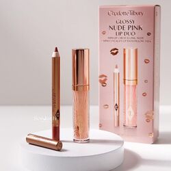 Набір для губ Charlotte Tilbury Mini Glossy Nude Pink Lip Duo олівець блиск