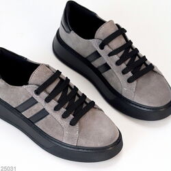 Сірі прошиті кеди натуральна замша класичний спортивний дизайн, 4 кольори