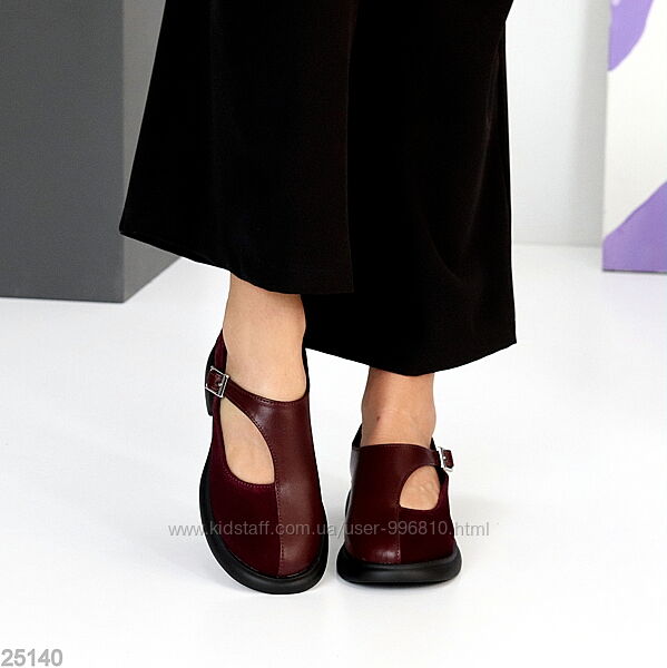 Дизайнерські бордові туфлі натуральна шкіра  замша низький хід
