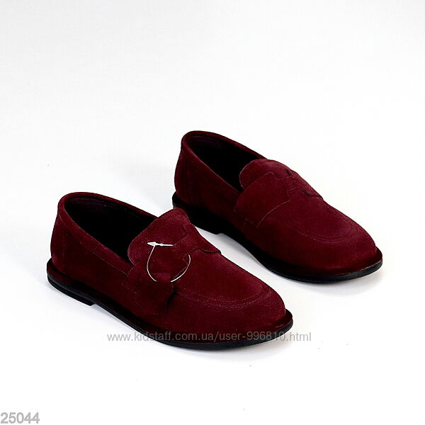 Ефектні мокасини люкс натуральна замша колір Марсала 3 кольори
