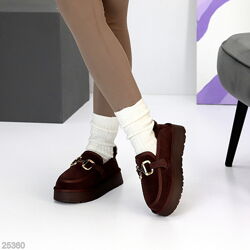 Теплі шоколадні низькі уггі автоледі на потовщеній підошві