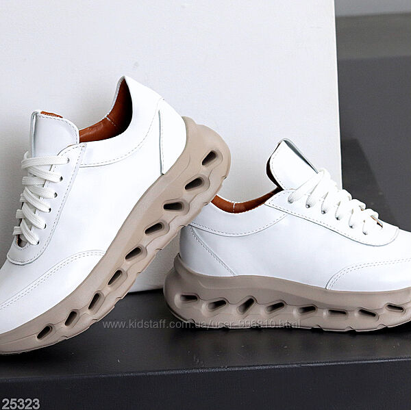 Молодіжні дизайнерські білі кросівки натуральна шкіра