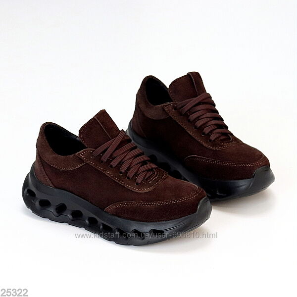Молодіжні дизайнерські кросівки натуральна замша колір Шоколад