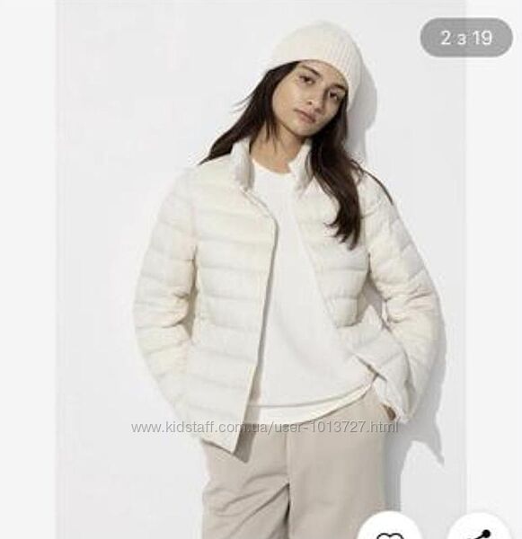 Uniqlo ультралегка куртка пуховик оригінал ХC, С білий, чорний