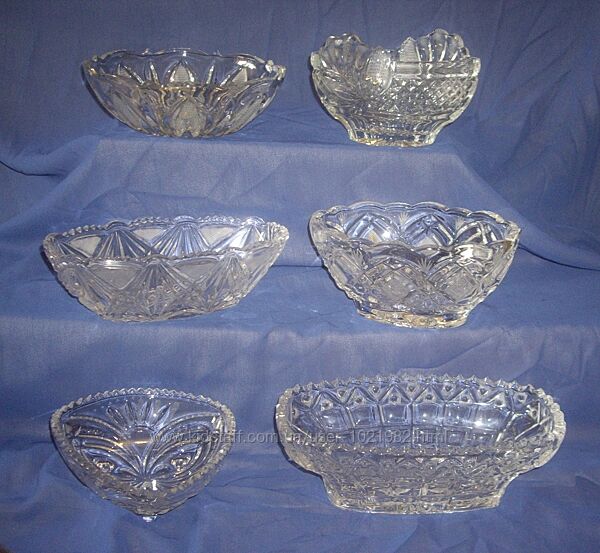 Хрустальные ладьи салатницы-конфетницы