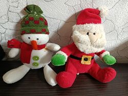 2шт в лоте новогодние игрушки Санта Клаус и снеговик