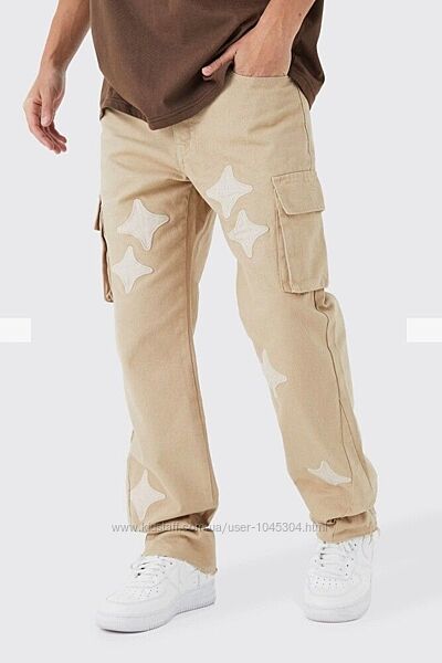 мужские брюки карго джинсы с карманами boohoo man XL 
