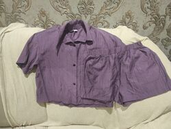 комплект костюм шорты и укороченная рубашка shein 