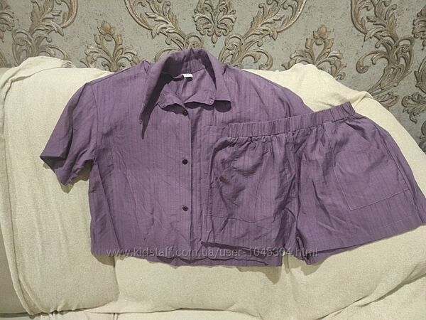 комплект костюм шорты и укороченная рубашка shein 