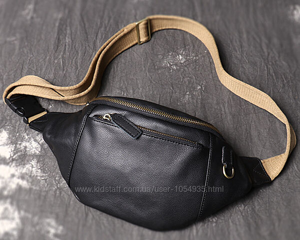 Натуральна шкіра чоловіча сумка бананка Люкс якість