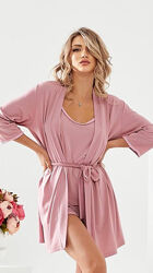 Піжама трійка халат, майка, шорти. S M L