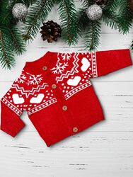 Новорічна, різдвляна, зимова вязана кофта для дівчинки, pepco 6-9 міс.