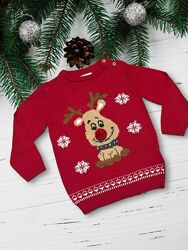 Новорічний, різдвляний, зимовий светер з оленем для малюків
