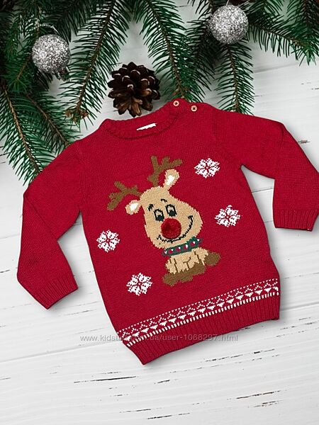 Новорічний, різдвляний, зимовий светер з оленем для малюків