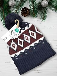 Чоловіча вязана шапка біні з помпоном, Pepco.