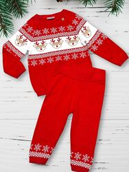 Теплий вязаний коттоновий костюм для дівчинки светрштани pepco 9-12 міс.