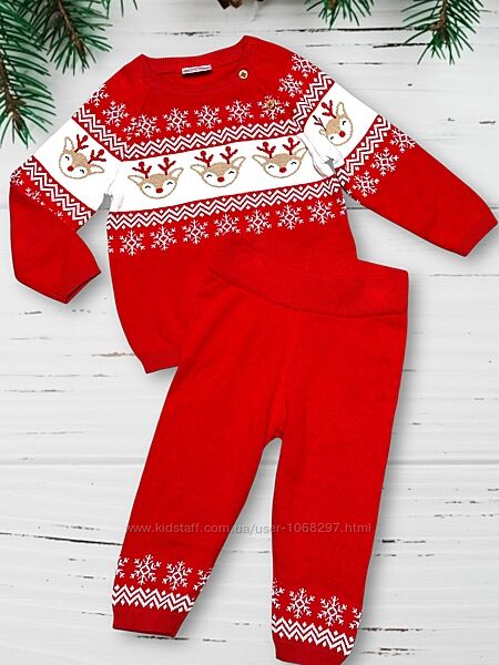 Теплий вязаний коттоновий костюм для дівчинки светрштани pepco 9-12 міс.