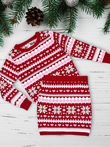 Вязаний теплий костюм для дівчинки светр спідниця, 5-6 років, pepco