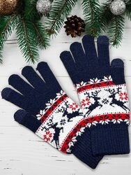 Чоловічі вязані сенсорні теплі перчатки рукавички з орнаментом Pepco