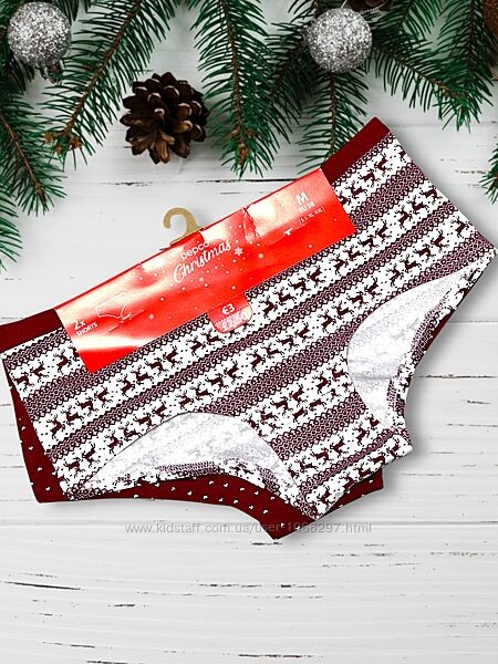 Набір 2 од. жіночі різдвляні бавовняні трусики хіпстери Pepco, m.