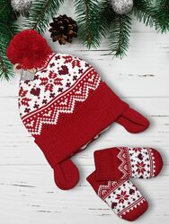 Теплий комплект шапкарукавички вязаний на флісі Pepco 6-12, 12-36 міс.